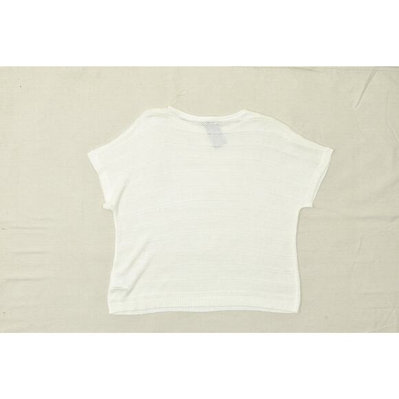 CHAPS Women's White Striped Short Sleeve Sweater Plus Size 2X Acrylic NEW - Picture 8 of 8